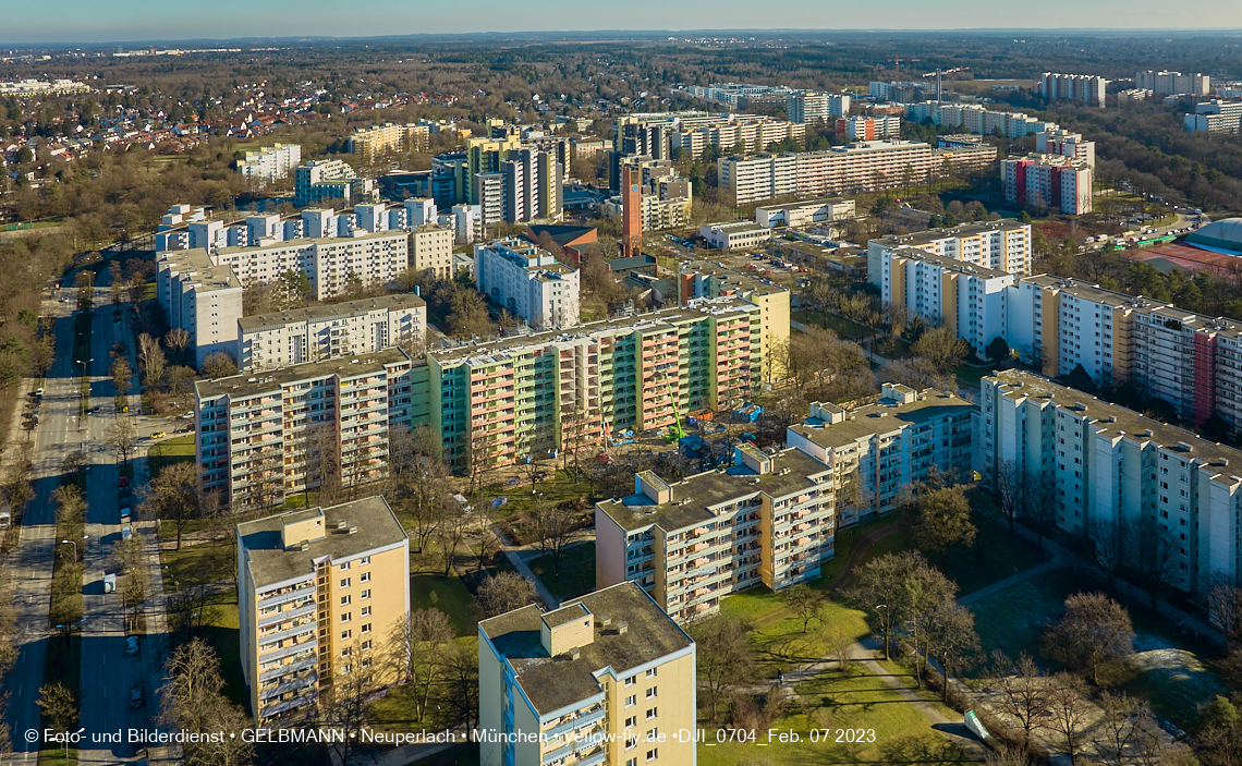 07.02.2023 - Luftbilder von der Sanierung in der Kurt-Eisner-Straße in Neuperlach